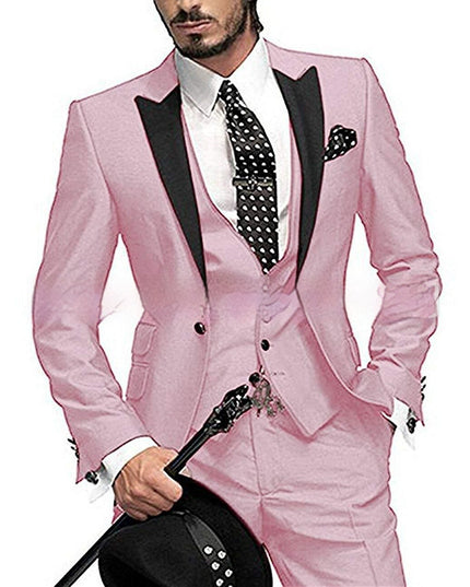 Black Collar Color Blocked Three Piece Set