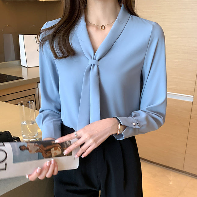 Chiffon Shirt Design Sense V-neck Shirt