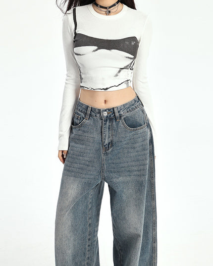 Women's American-style Retro Loose Wide-leg Pants