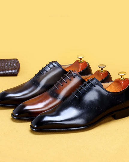 Oxford Retro Gentleman Shoes Lace Up British Whole Leather Leather Casual