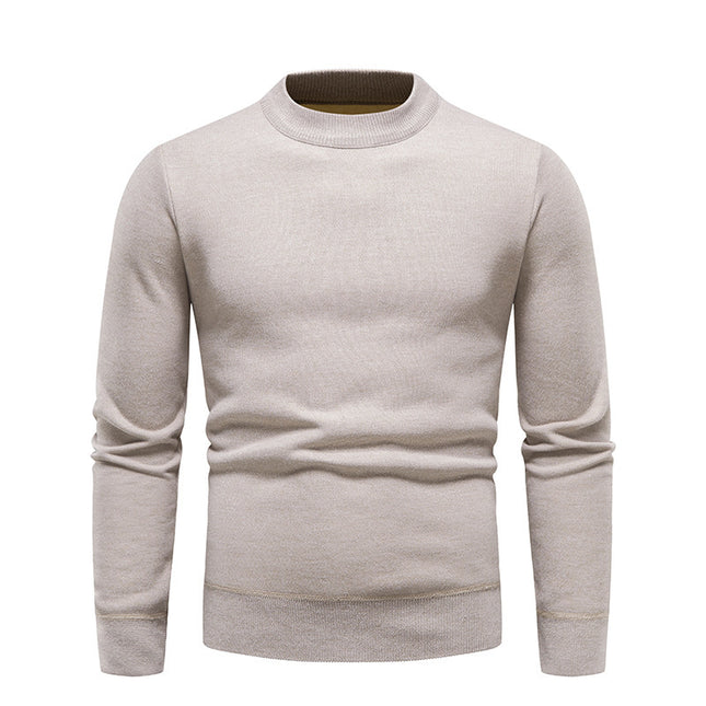 Sweater Men's Fleece-lined Thick Round Neck Sweater