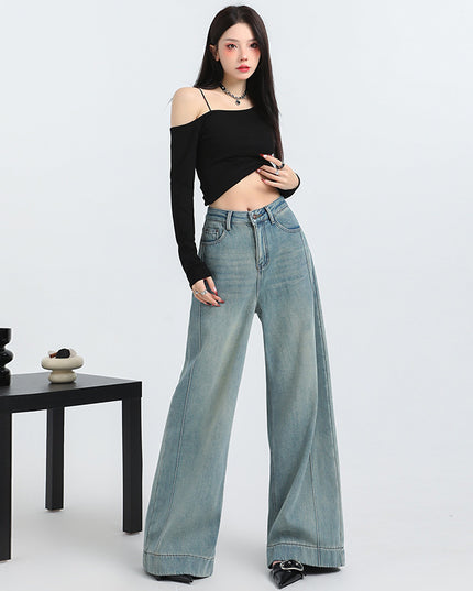 Spring New Straight Pants Mopping Jeans Trousers Lengthened