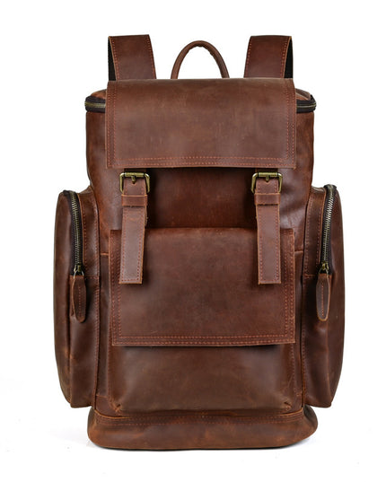 Crazy Horse Leather Men's Leather Backpack First Layer Cowhide