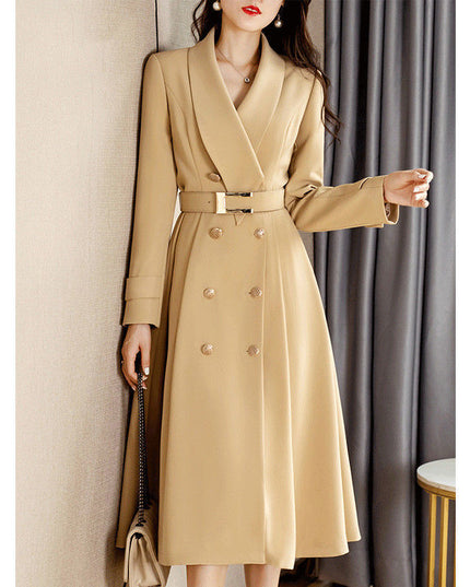 Spring And Autumn Elegant Khaki Women's Mid-length Fashionable High-grade Coat