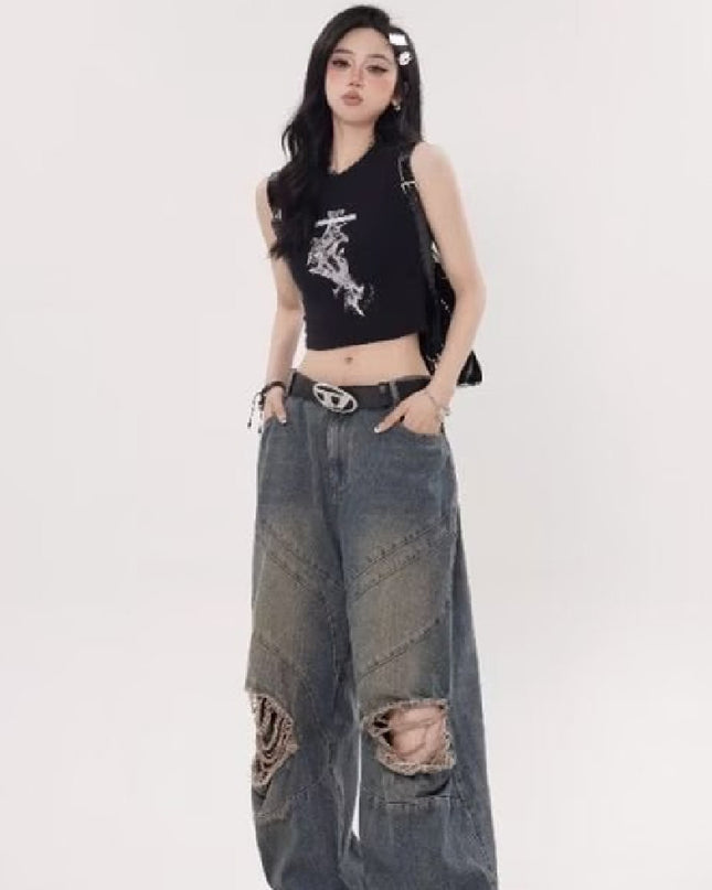 Retro Loose Casual Straight-leg Trousers Women