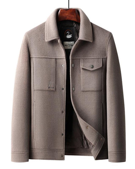 Autumn And Winter New Men's Lapel Detachable Down Feather Liner Wool Workwear Jacket