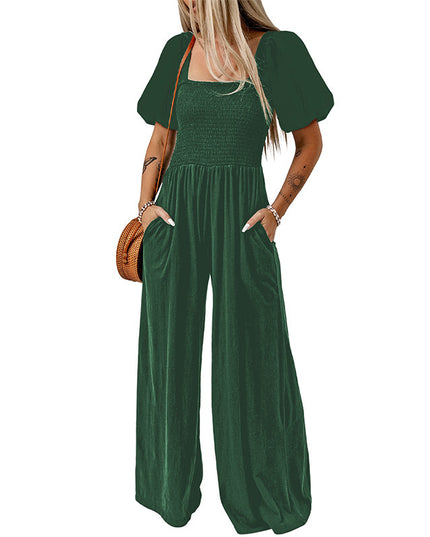 Women's Square Collar Short Sleeve Jumpsuit