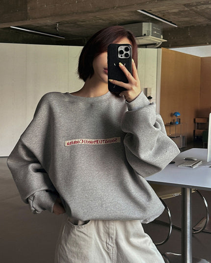 Korean Style Alphabet Embroidery Sweater Round Neck Versatile