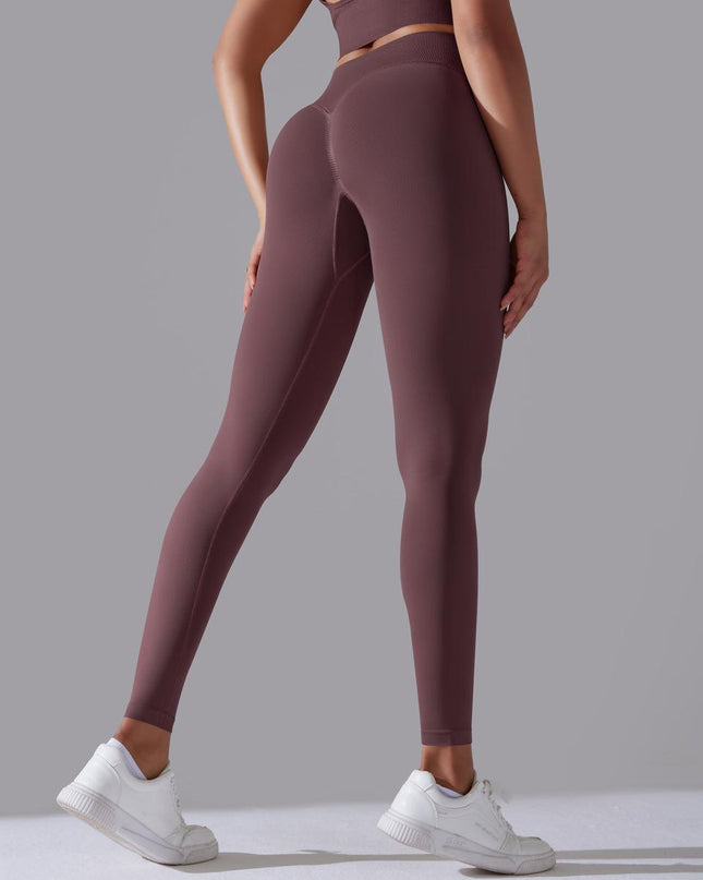 Women's Seamless Knitted Solid Color High Waist Tight Pants
