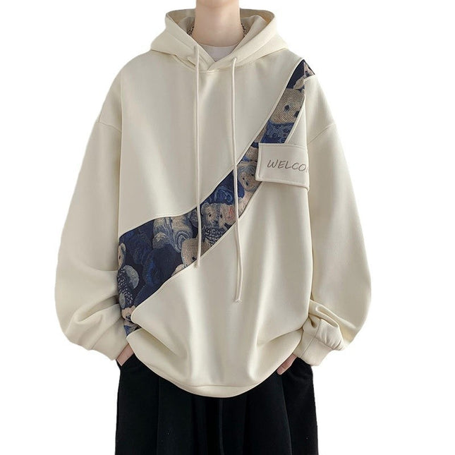 Chinese Style Embroidery Patchwork Sweater Men's Hooded Couple Coat