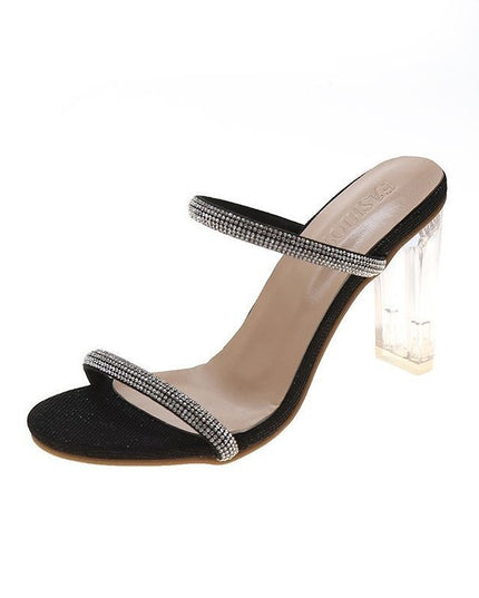 Women's High-heeled Sandals And Slippers With Rhinestones