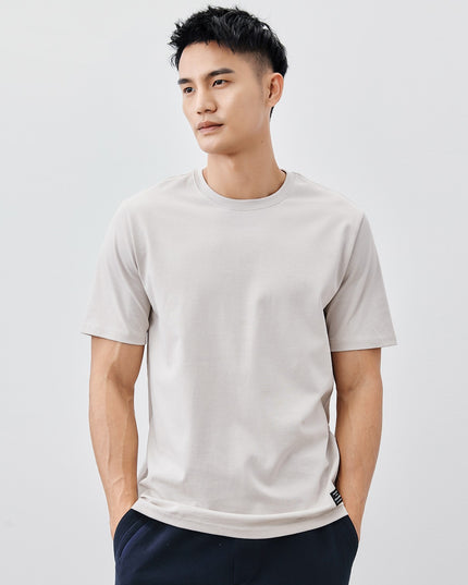 Heavy Cotton Men's Short Sleeve T-shirt American Casual Solid Color Crewneck