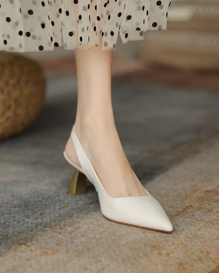 Women's Leather Covered Toe Sandals With High Heels