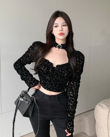 Autumn And Winter Style Square Neck Bubble Long Sleeve