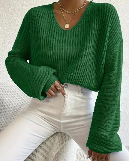 Solid Color Long Sleeve Pullover Loose Casual Women