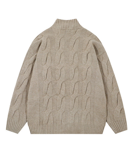Simple Solid Color Twisted Collar Cardigan Sweater