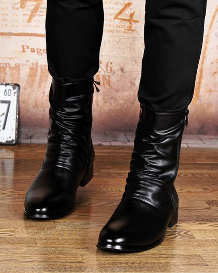 British Fashion Leather Pointed Men's Boots