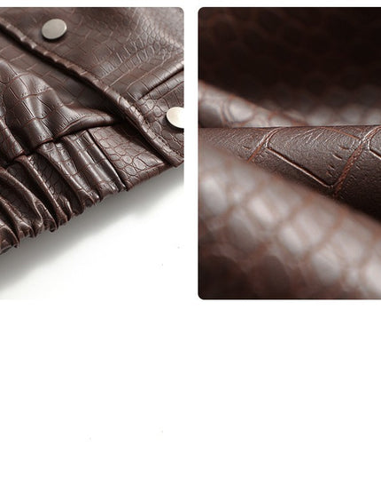 Leather Jacket Lapel Loose Retro Top