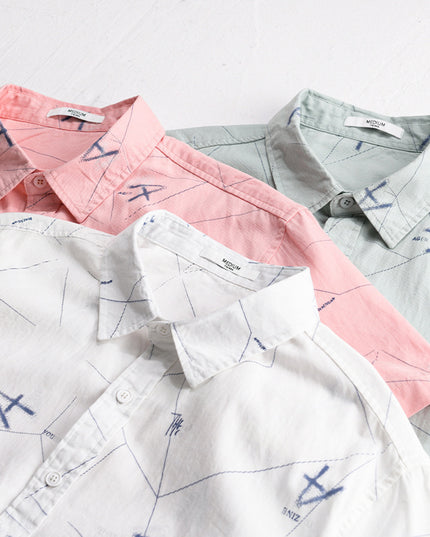 Letter Printed Simple Short Sleeve Shirt
