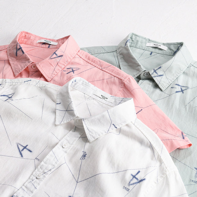 Letter Printed Simple Short Sleeve Shirt