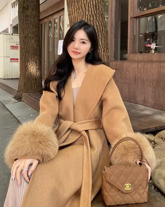 Double-sided Mink Cashmere Large Lapel Long Coat