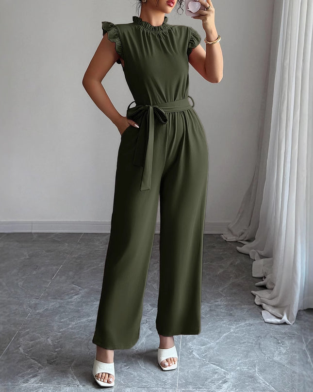 Simple Fashion Ruffled Short Sleeves Corset Jumpsuit For Women