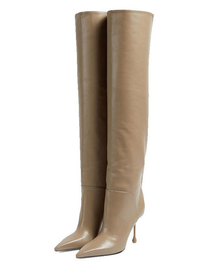 Pointed-toe Stiletto Slip-on Below The Knee Plus Size Straight Women's Boots