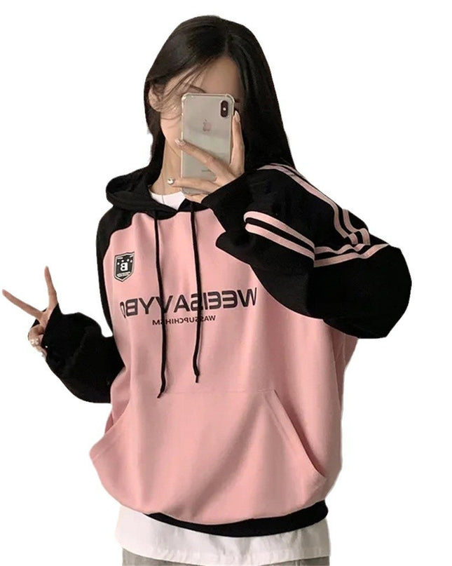 Thin Stitching Velvet Padded Hooded Sweatshirt Women