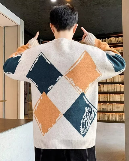 Casual Autumn And Winter Thickened Sweater Men's Round Neck Lazy Trendy Bottoming Shirt