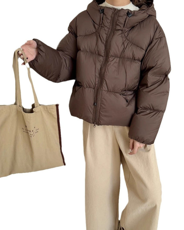 White Duck Down Puff Fluffy Hooded Down Jacket
