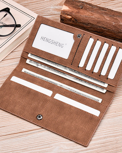 Men's Long Wallet Fashion Button Bag Thin Style