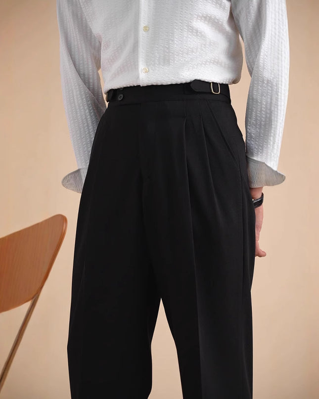 Autumn Paris Buckle Double Knife Suit Pants Men