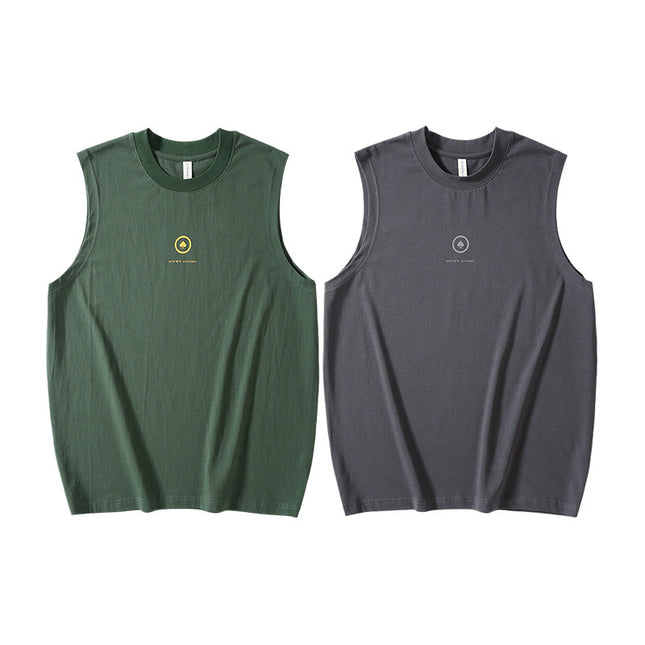Printed Sports Vest Men's Loose Pure Cotton Basketball Waistcoat