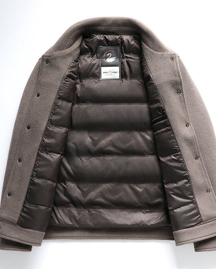 Autumn And Winter New Men's Lapel Detachable Down Feather Liner Wool Workwear Jacket