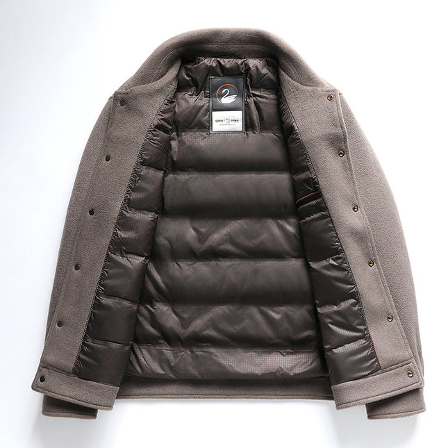 Autumn And Winter New Men's Lapel Detachable Down Feather Liner Wool Workwear Jacket