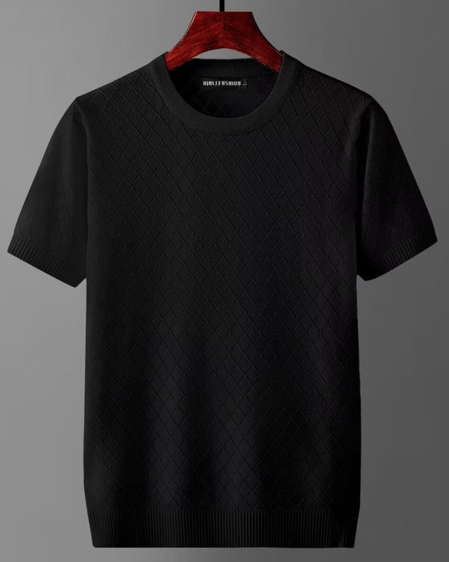 Men's Ice Silk Cut-out Top Summer Cool Thin Short-sleeved Sweater