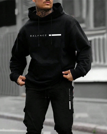 New Men's Pullover Hooded Sweater Printing Loose Sweater Suit