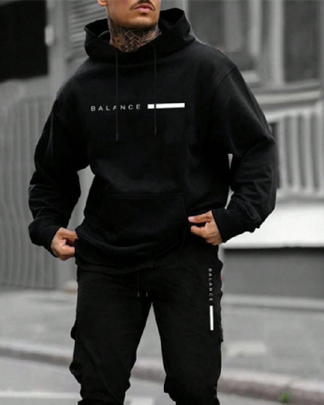 New Men's Pullover Hooded Sweater Printing Loose Sweater Suit