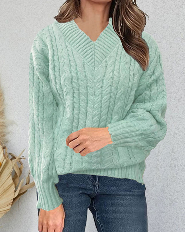 Women's Autumn And Winter New Long-sleeved Knitted V-neck Pullover Sweater