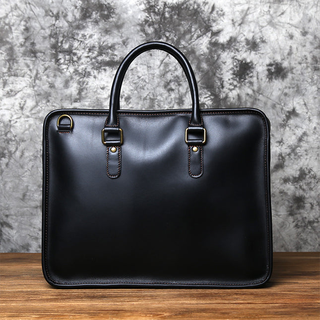 Vintage Crazy Horse Leather Handmade Men’s Handbag | Large Capacity Top Layer Cowhide Bag