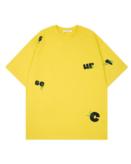 Men's Cotton Embroidery Simple Loose Leisure Pullover Short Sleeve Ins