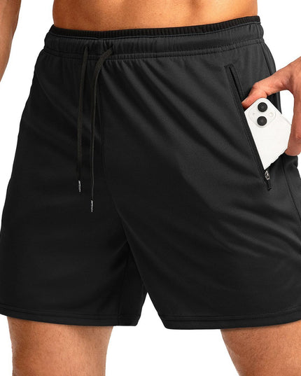 Men's Running Short Belt Zipper Pocket Quick-drying Gym Exercise Lightweight
