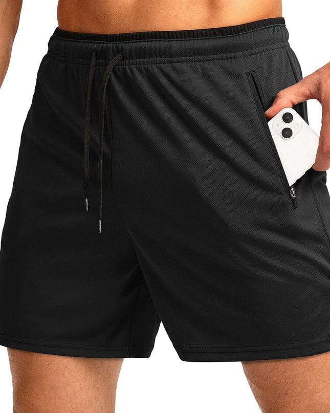 Men's Running Short Belt Zipper Pocket Quick-drying Gym Exercise Lightweight
