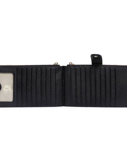 Ladies Multifunctional Card Holder Anti-theft Brush Two-way Folding PU Cross Pattern With Zipper