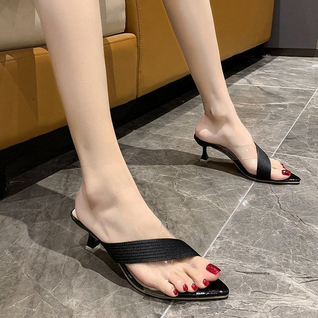 Pointed Stiletto Transparent Cross-strap Sandals And Slippers Women
