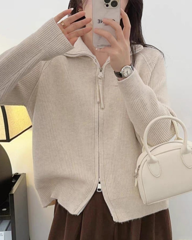 Spring Concise Idle Style Soft Glutinous Coat Thermal Knitting Coat
