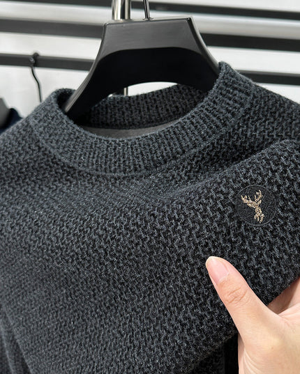 Winter Men's Thermal Round-neck Velvet Padded Sweater