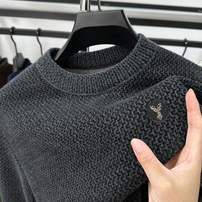 Winter Men's Thermal Round-neck Velvet Padded Sweater