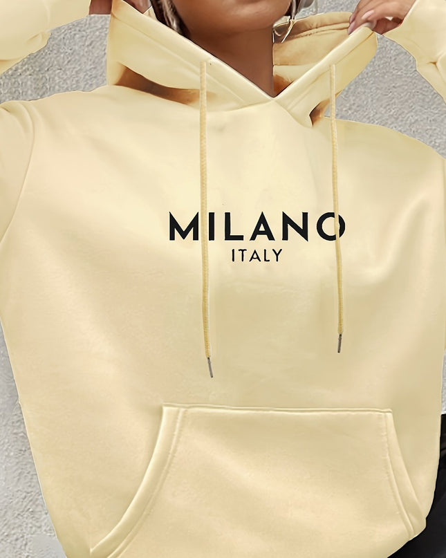 Casual Long Sleeved Printed Kangaroo Pocket Hoodie