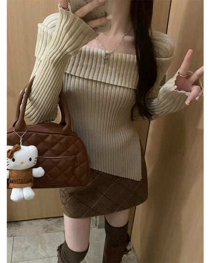 Irregular Off-shoulder Sweater For Women Autumn And Winter